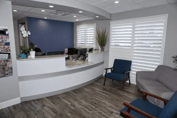 The reception area at Dentistry in Paradise, Suite 109.